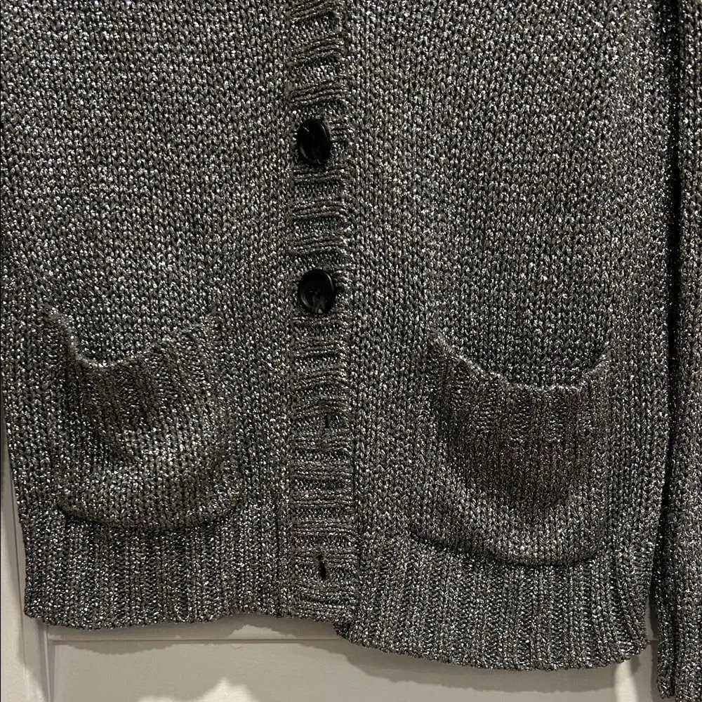 J. Crew Silver Button-Up Cardigan, Size Medium